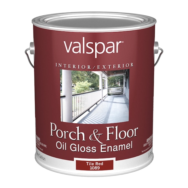 Valspar Porch and Floor Paint, Gloss, Red, 1 gal 027.0001089.007 Zoro